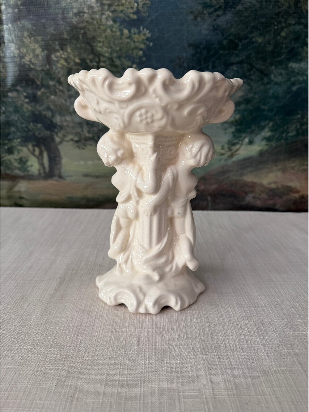 Cream Figural Cherub Vase